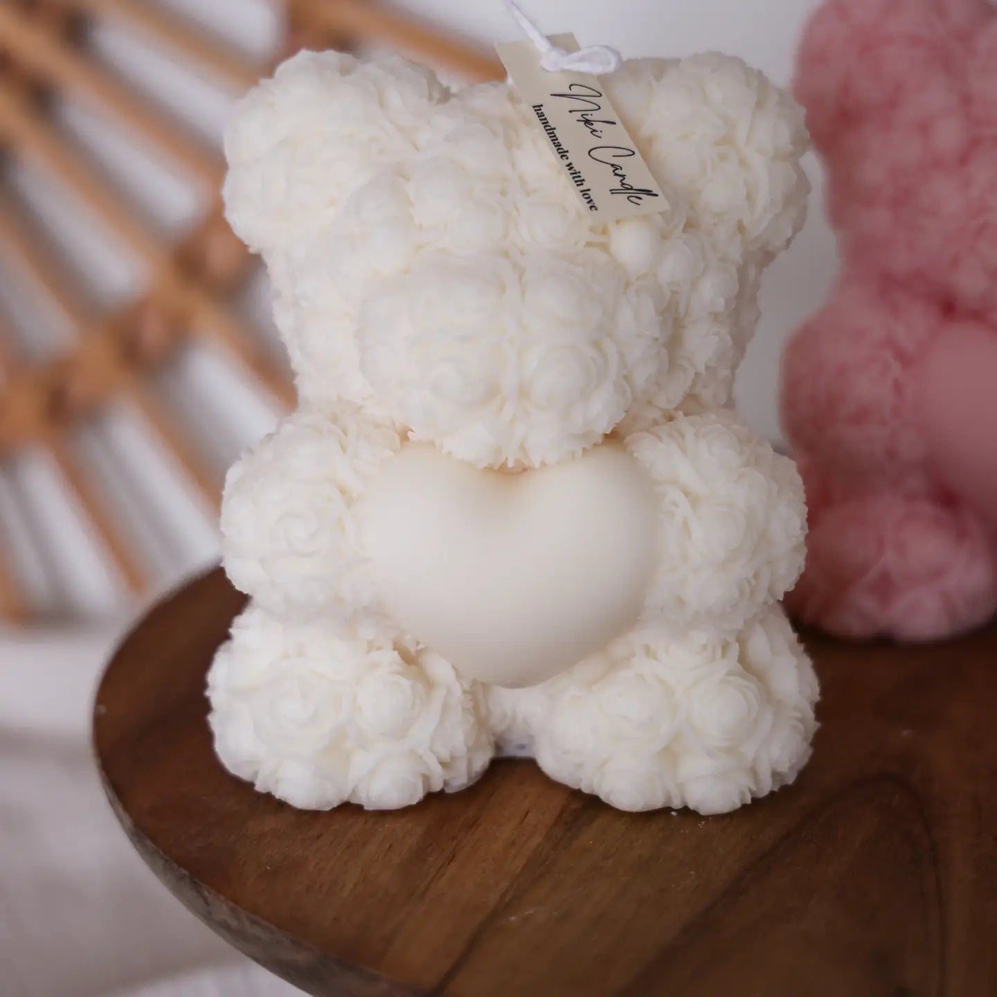 Bougie gros nounours blanc