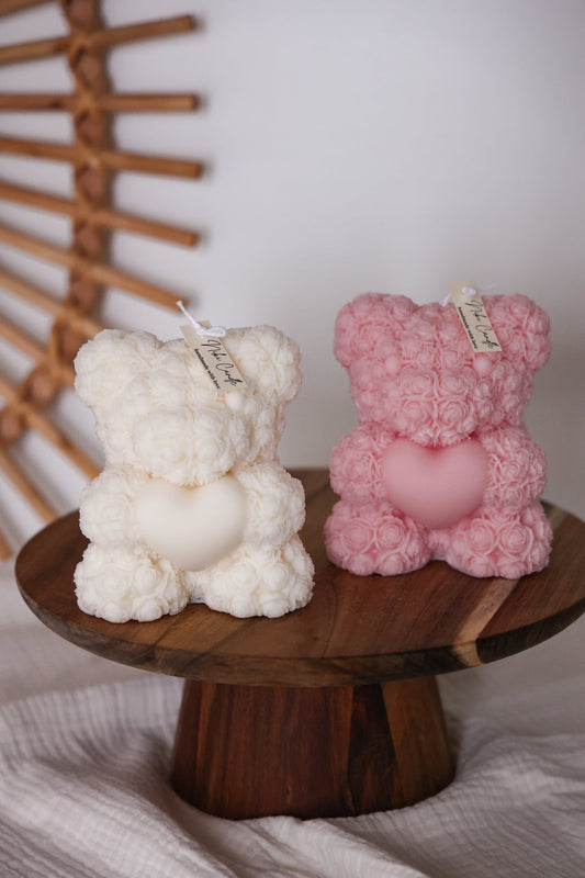 Bougie gros nounours blanc